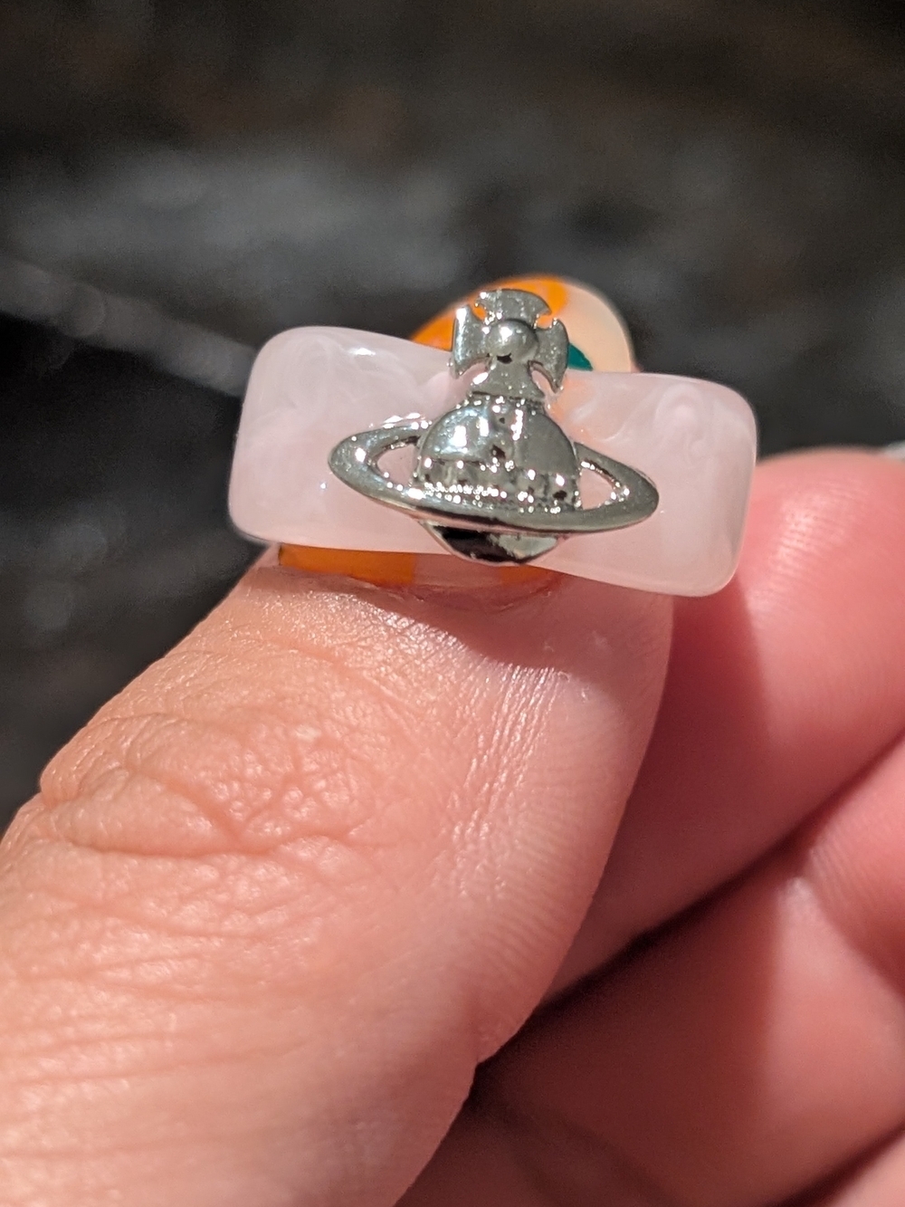 Inspired Designer Pink Resin Orb Ring Charm - Picture 2 of 8